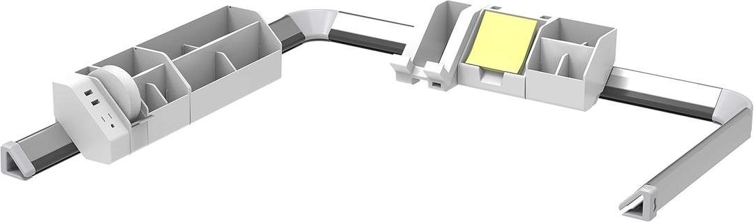 Bostitch Office Konnect 14-Piece Desktop Organizer Kit, Includes Cable Management Rails, Power Hub, Charging Phone Dock, Tape Dispenser, Sticky Notes, Storage Bins, White (KT-CKIT4-WHITE)