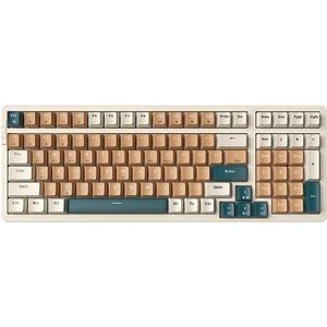 Qisan Wireless/Wired Mechanical Keyboard, Triple Mode 2.4G/USB-C/BT Wireless Gaming Keyboard, 100 Keys (98%) US Layout Blue Switch Rechargeable RGB Backlit Keyboard | Brown Combo (Blue Switch-Brown Combo)