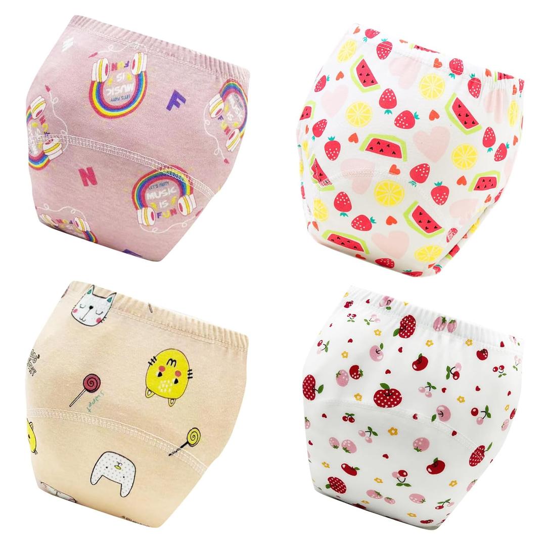 Upairy Training Pants for Girls Boys,Toddler Potty Training Underwear,Leakproof Reusable Kid Confident Panties,Children's Potty Underwear 100% Cotton for 2T-6T(4PCS,M)