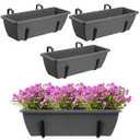 Sliner 3 Pack 24 Inch Railing Planter Box Hanging with Metal Brackets Adjustable Deck Planters for Railings, Balcony Planters Window Flower Pots for Outdoor Indoor(Black)