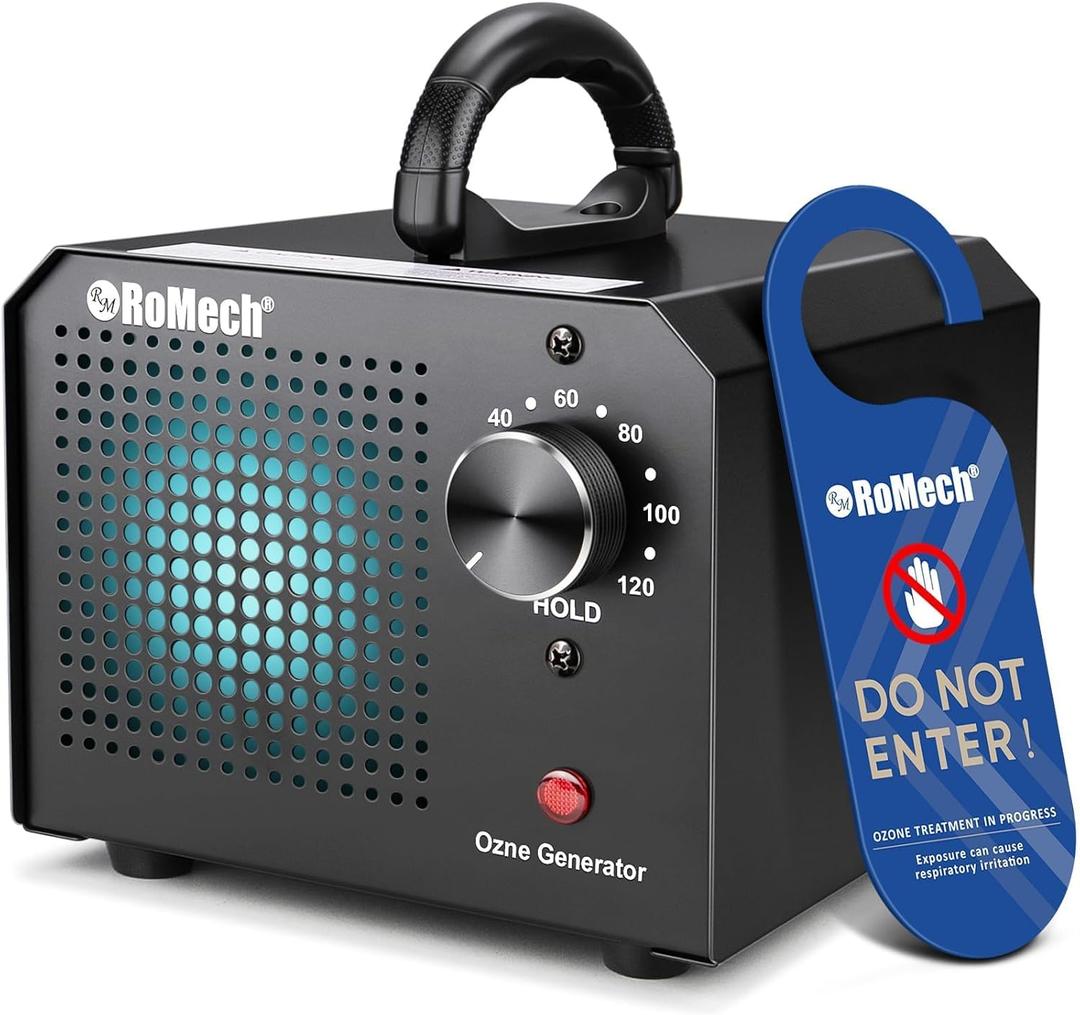 ROMECH Ozone Generator 65,000mg/h, High Capacity Ionizer Air Purifier Ozone Odor Eliminator for 6000sq.ft. Home, Car, Basement, Kitchen (Black) ROMECH Ozone Generator 65,000mg/h, High Capacity Ionizer Air Purifier Ozone Odor Eliminator for 6000sq.ft. Home, Car, Basement, Kitchen (Black)