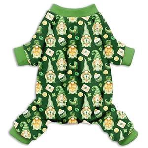 St. Patrick's Day Dog Pajamas Irish Themed Pet Outfit with Gnomes and Shamrocks, Comfortable Four Legged Design (XX-Large)