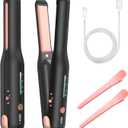 NOVUS Cordless Hair Straightener, for Fine Soft Hair/Short Hair, Portable Ceramic Hair Straightener and Curler 2 in 1, USB Rechargeable Cordless Flat Iron, Mini Size Straightener for Travel (Black)