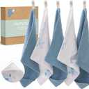 Momcozy Baby Washcloths - 4 Layer Design| Medium Thickness| Soft & Absorbent| Premium Cotton for Newborns' Skin-Great for Bathing, Wiping & on-the-go Use, Shower Gift and Essential(5 Pack, 10x10 inch) (Playful Dolphin)