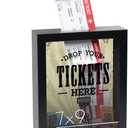 Americanflat 7x9 'Drop Your Tickets Here' Decorative Memento Memory Ticket Shadowbox Frame with Top-Loading Slot - for Sports, Concert, Movie Stub, Travel Keepsake. Polished Glass Front - Black