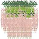 LUZOGA 20 Pack Artificial Wisteria Hanging Flowers Fake Wisteria Flower Garland Silk Vines Rattan Decor for Home Wedding Arch Wall Garden Greenery Bedroom Outdoor Office Party Decoration (Light Pink)