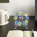 Thank You Gift Resin Floral Keepsake Plate Decor with Pressed Real Flowers (Blue & White) Teacher, Employee & Nurse Appreciation Keepsake