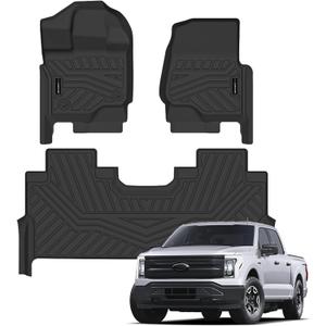 Auxko All Weather Floor Mats Fits for Ford F150 Supercrew 2015-2024 2025(Include Lightning 22-25)(Only Rear Bench Seat w/Under Seat Storage Not for Front Bench Seat) TPE Rubber Liners Odorless Mats