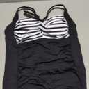 Tempt Me Women Tummy Control One Piece Swimsuits with Shorts Boyleg Retro Bathing Suit Halter Swimwear (X-Large, Black Stripe)