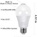 Aukora Motion Sensor Light Bulbs, 12W (100-Watt Equivalent) E26 Motion Activated Dusk to Dawn Security Bulb Outdoor/Indoor for Front Door Porch Garage Basement Hallway Closet(Cold White 2 Pack)
