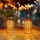 DIBIEECN Mothers Day Gifts for Mom, Birthday Gifts Grandma Ladies Solar Lanterns Outdoor Hanging Hollowed-Out Metal Waterproof LED Garden Decor Outside for Patio Yard Porch, Sunflower, 2 Pack