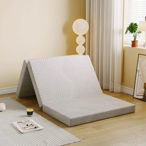MLILY Ego 4 inch Tri Folding Memory Foam Mattress, Single Size Portable Guest Bed