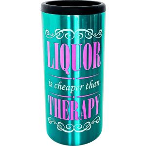 Spoontiques - Stainless Steel Can Cooler - Double Walled Stainless Steel Beverage Can Cooler - Keeps Drinks Colder Longer- Liquor