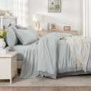 Andency Oversized King Comforter Set with Sheets 120x120 Light Grey - 7 Pieces Boho Tassel Bed in a Bag Soft Lightweight Bedding Sets, Fringe Bed Set with Comforter, Sheets, Pillowcases & Shams