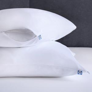 Sealy Performance 100% Cotton Breathable Moisture Wicking Fabric Machine Washable Zippered Pillow Protector, White -JMB, S/Q
