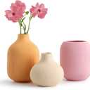 Ceramic Vase for Decor,Small Boho Vases Set for Home,Modern Minimalist Farmhouse Decoration,Decorative Bud Vases for Shelf Decor,Table, Bookshelf, Mantel and Entryway(Pink+Light Yellow+Orange)