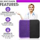 Gel Seat Cushion - Enhanced Double Thick Egg Seat Cushion with Non-Slip Cover - Office Chair Car Seat Cushion - Sciatica & Back Pain Relief - Perfect for Office Chair Car Wheelchair Travel