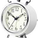 AYRELY 4" Super Loud Alarm Clock for Heavy Sleepers, Desk Clock with Built-in Metal Bell, Silent Analog Table Clock with Night Light for Bedroom, Bedside, Office, Kitchen (Bright White)