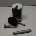 HAMITOR Toilet Bowl Brush Holder Set: Curved Design with Holder for Deep Cleaning Under Rim - Compact Hidden Scrubber for Small Space - Modern RV Bathroom Accessories - Gray