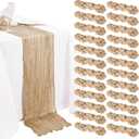 24 Pack Beige Cheesecloth Table Runner 20 x 120 inch Gauze 10FT Semi Sheer Boho Fabric Cheese Cloth Table Runner for Wedding Party Birthday Baby Bridal Shower