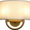 Industrial 2-Lights Wall Sconce Fixture with White Fabric Shade, Double Arm Wall Light Lamps Decor for Hallway Bedroom Living Room Bathroom Stairway (Antique)