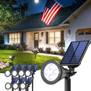 Solar Lights Outdoor Waterproof IP65,6500K Super Bright LED,2 Lighting Modes, Solar Powered Yard Garden Solar Spot Lights for Flag Landscape Auto On/Off-8 Pack (Cool White)