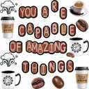 Teling 89 Pcs Industrial Cafe Bulletin Board Set Coffeehouse Themed Bulletin Board Industrial Cafe Classroom Decor Bulletin Board Themed Sets Coffee Classroom Decor for Classroom Home (Novel Style)