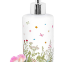 Wildflower Soap Dispenser Vintage Wild Floral Glass Soap Dispenser with Pump Refillable Liquid Soap Container for Bathroom Kitchen Countertop Decor