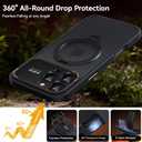 for iPhone 16 Pro Max Case: 360 Spin Magnetic Stand, Camera Protection (Compatible with MagSafe) [16FT Military Protection] Shockproof Matte Translucent Phone Cover for iPhone 16 Pro Max 6.9", Black
