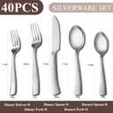 40 Piece Hammered Silverware Set, Stainless Steel Flatware Set for 8, Food Grade Cutlery Set for Home, Party, Wedding, Mirror Polished Dishwasher Safe