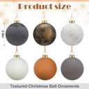 Poen 12 Pack Textured Ball Ornaments - Christmas Neutral Matte Christmas Tree Ball Decorations Bulk for Winter Holiday Xmas Party Hanging Decor(Classic Style,2.4")