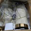 26" White Washed Ceramic Table Lamp, Modern Desk Lamp,Gold Metal Base