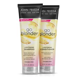 John Frieda Go Blonder Shampoo and Conditioner Set, Gradually Lightens Blonde Color Up, For Natural or Color-Treated Hair, Formulated with a Citrus Botanical Blend, Paraben Free, 8.3 oz, Pack of 2