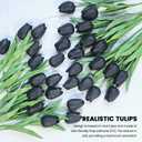 Subacy 30 PCS Artificial Tulips Real Touch Tulips 13.5inch Long Stem Fake Flowers Silk Flowers for Spring Easter Mother's Day Decorations（White+Light Blue）
