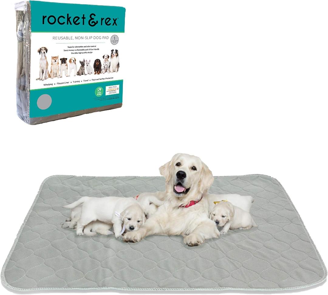 rocket & rex Premium XXL Non-Slip Washable Pee Pad for Dogs, Waterproof & Reusable Puppy Pad for Potty Training, Whelping, Travel, Lining Playpens & More, 72" x 72" (Pack of 1)