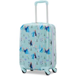 American Tourister Disney Frozen Carry-On Luggage - Airline Approved, Durable Hardshell with Favorite Frozen Characters - Roll Confidentially with Spinner Wheels & Colorful Adjustable Handle