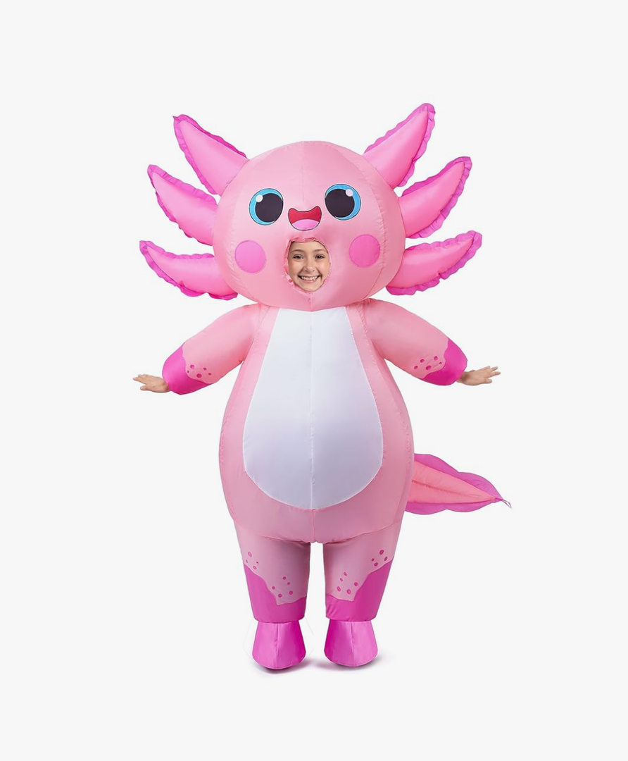 Spooktacular Creations Kids Inflatable Costume, Full Body Pink Axolotl Air Blow Up Halloween Costumes
