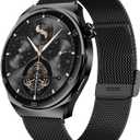 AMOLED Smart Watches for Men Women Fitness Tracker Watch Smartwatch for Android Phones/iPhone Compatible 1.43" HD Mens Watch with SOS ChatGpt AI Voice Heart Rate Sleep Female Cycle IP68 Waterproof (46mm Case, Gunmetal Case with Black Steel Band)