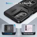 Compatible with Samsung Galaxy A17 5G/A26 5G Case with Slide Camera Cover+Screen Protector+Metal Rotated Kickstand,Tough Hybrid Heavy Duty Shockproof Protective Phone Cover,2025 Black