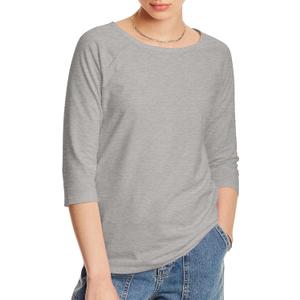 Hanes Women's Raglan Sleeve Stretch Cotton Crewneck Tee (Medium, Grey Heather)