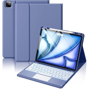Hamile for iPad Air 13-inch Case Keyboard (M3/M2) - Magnetic Wireless Keyboard with Multi-Touch Trackpad 7 Colors Backlit Stain Proof Folio Cover for iPad Pro 12.9 6th 5th 4th 3rd Gen- Blue Gray