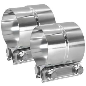 Exhaust Clamp, 2.5 inch Exhaust Clamps, Muffler Clamp 304 Stainless Steel, Exhaust Band Clamps for 2.5" OD to 2.5" ID Pipes(2pcs).