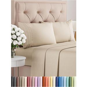 Full Size 4 Piece Sheet Set - Comfy Breathable & Cooling Bed Sheets Set - Hotel Luxury Bedding for Women, Men, Kids, Teens, Boys & Girls - Deep Pockets, Ultra-Soft and Wrinkle Free - Oeko-Tex - Wheat