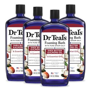 Dr Teal's Foaming Bath with Pure Epsom Salt, Shea Butter & Almond, 34 fl oz (Pack of 4)