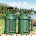 1 Gallon Insulated Water Bottle for Hiking: Meoky 128 oz Triple Wall Vacuum Stainless Steel Metal Water Jug - Top and Side Handles, Cold for 48 Hrs, 2-in-1 Straw and Spout Lid, Leakproof for Gym (Fir)