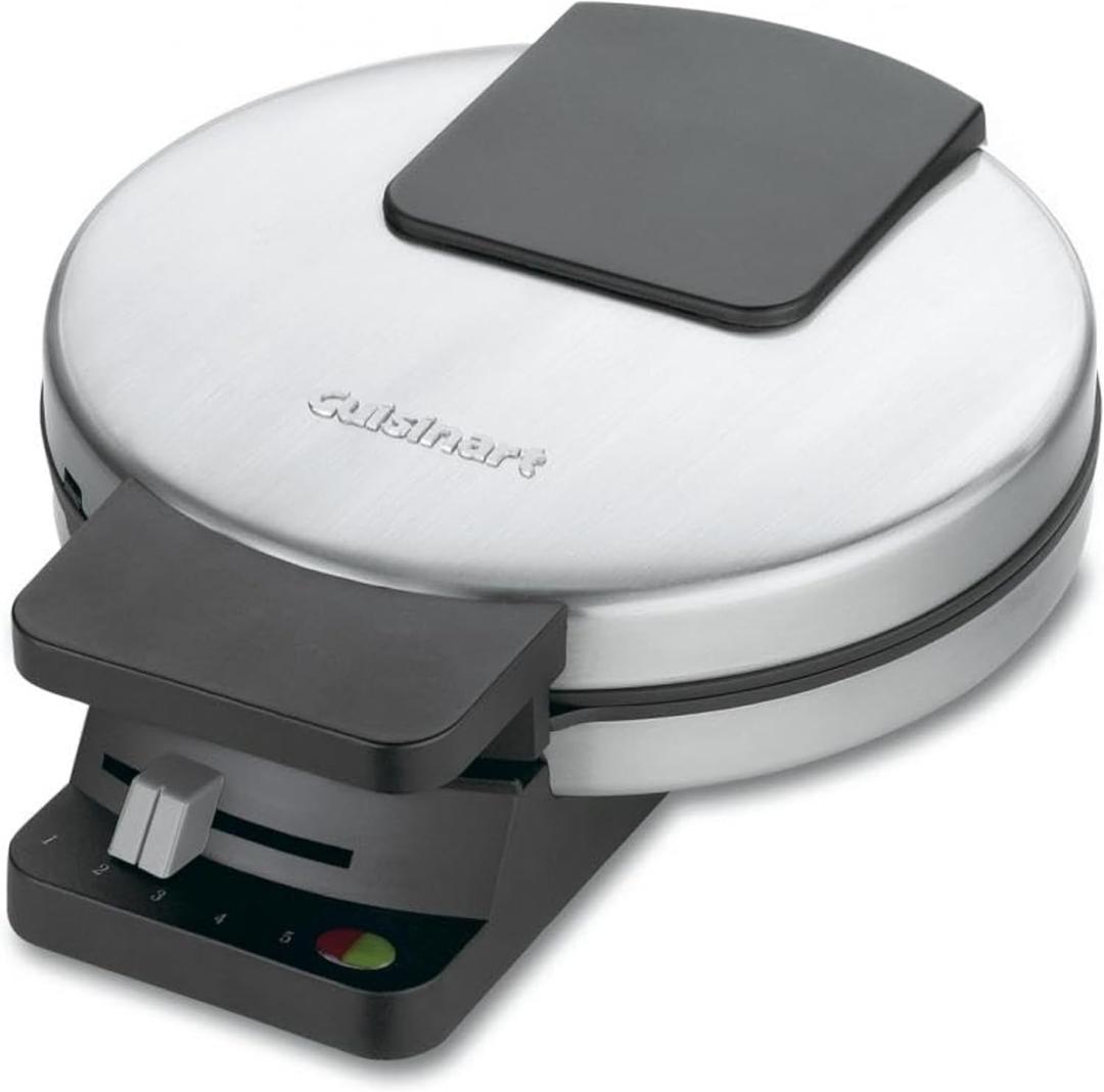 Cuisinart Waffle Maker, 1250W Round Classic Waffle Iron, 5-Setting Adjustable Browning Control, WMR-CANAS, Brushed Stainless