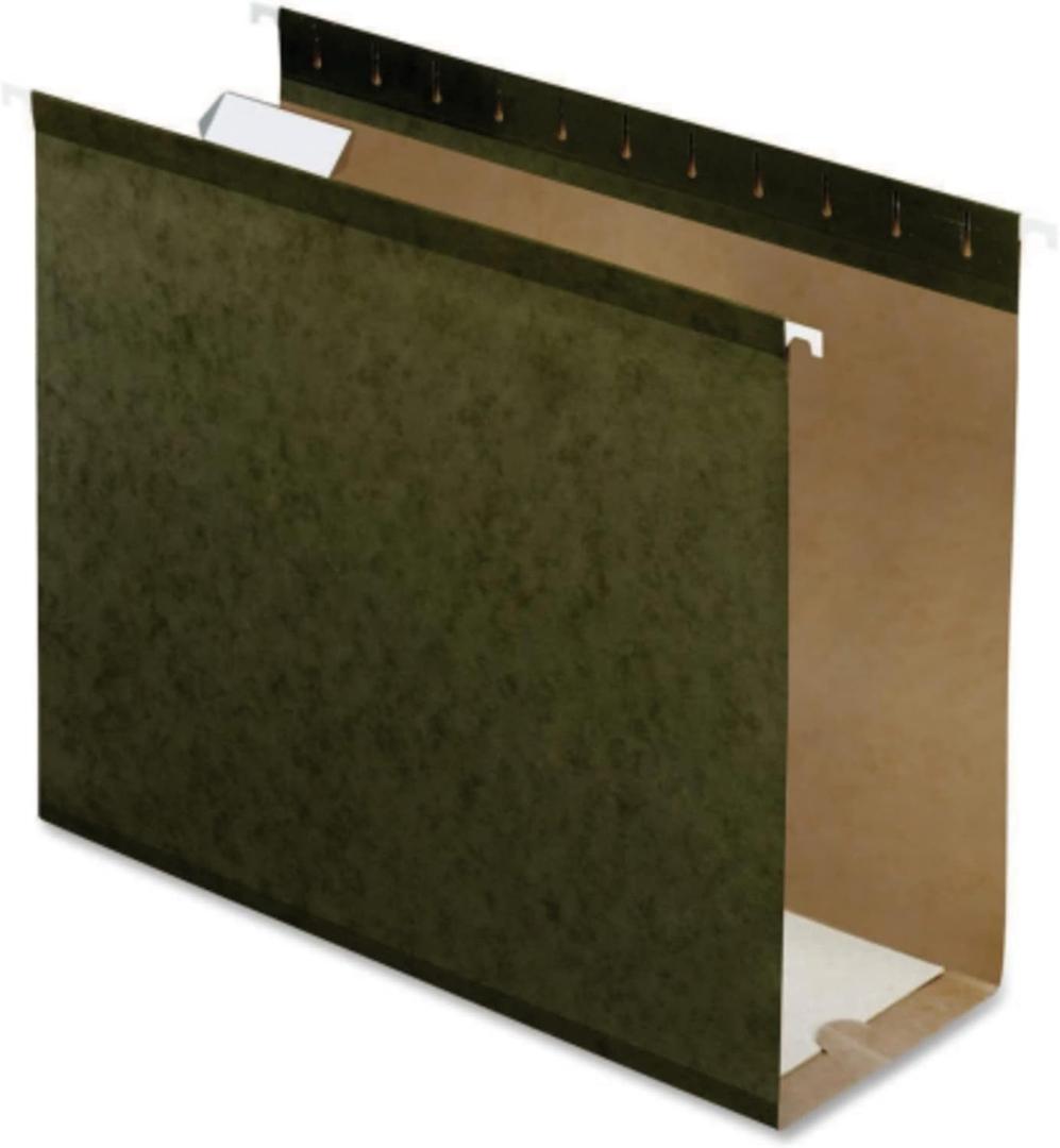 Pendaflex Extra Capacity Reinforced Hanging Folders, 4", Letter Size, Standard green, 1/5 Cut, 25/BX (4152x4)