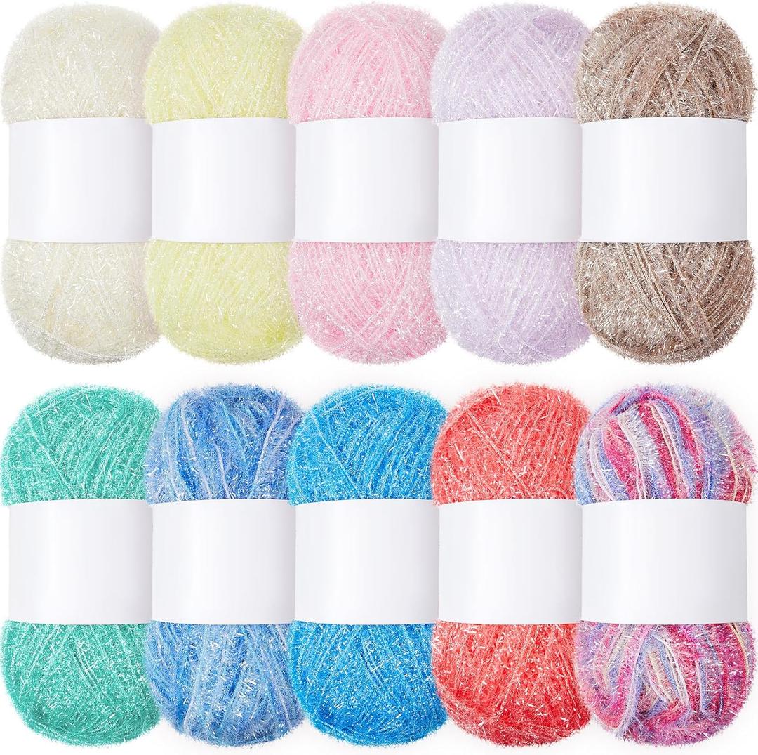 Amylove 10 Skeins Scrubby Yarn for Dishcloths Assorted Colors for Crocheting Polyester Scrubby Assortment Pastel Yarn for Knitting Dishwashing Dishcloths Craft Project (Cream Color)
