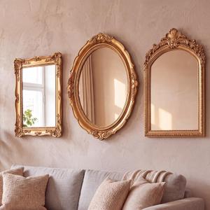 Vintage Mirror Set,15in/13in/12in,Retro Style,3 Pcs
