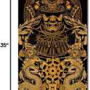 2 x Warriors Dreams Canvas Wall Art Print Poster Armored Helmet Samurai spirit with Scroll Wood Framed Ready to Hanger Home Karate Hall Sushi Restaurant Decor 16x35